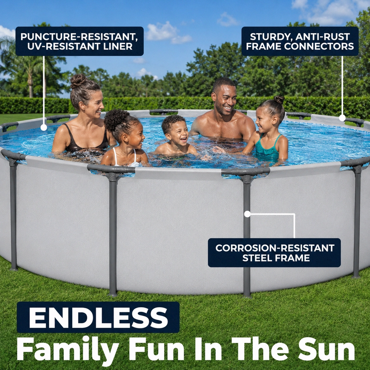 Round Above Ground Outdoor Swimming Pool with Pump