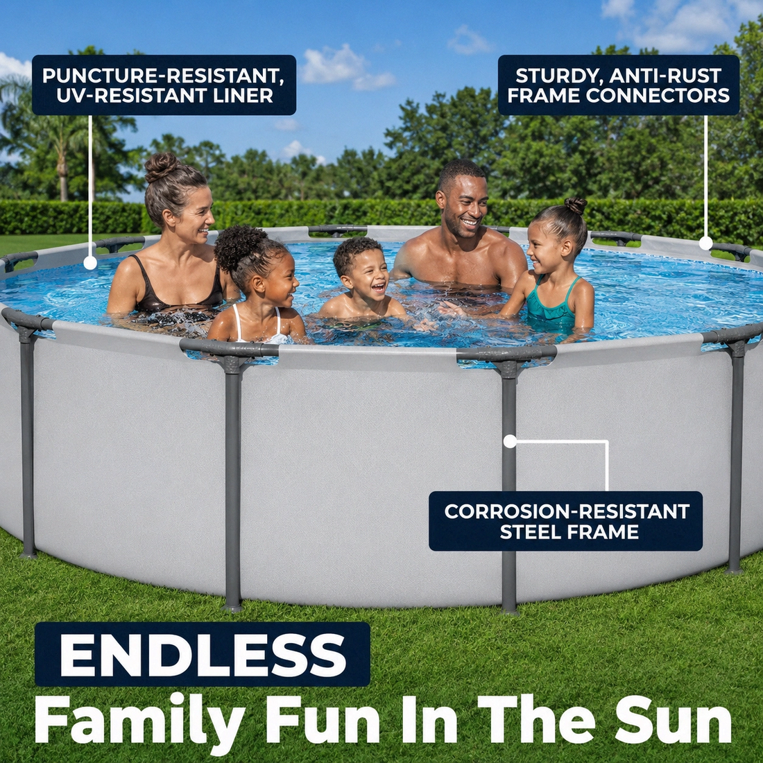 Round Above Ground Outdoor Swimming Pool with Pump