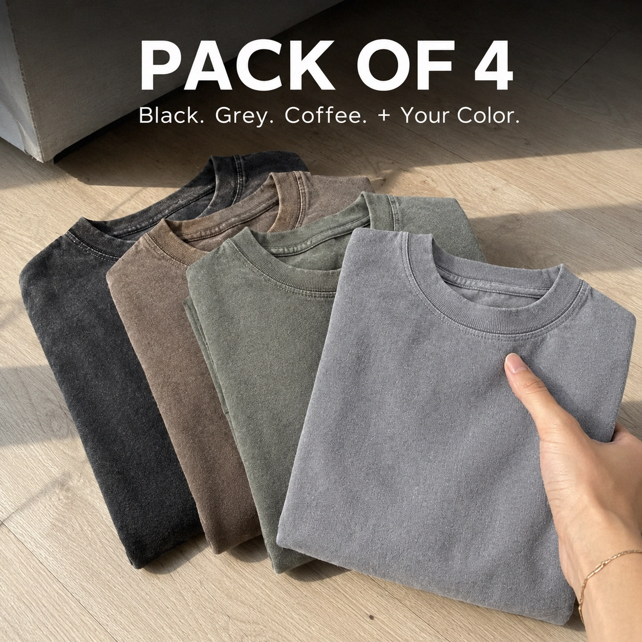 Set of 4 Oversized Tshirts Unisex Gym Vintage Heavyweight