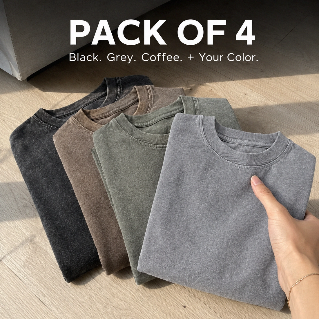 Set of 4 Oversized Tshirts Unisex Gym Vintage Heavyweight