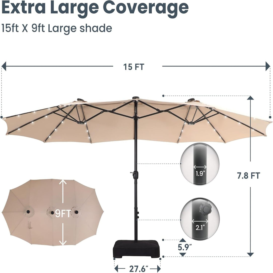 Clearance : Lumen Double Patio Umbrella