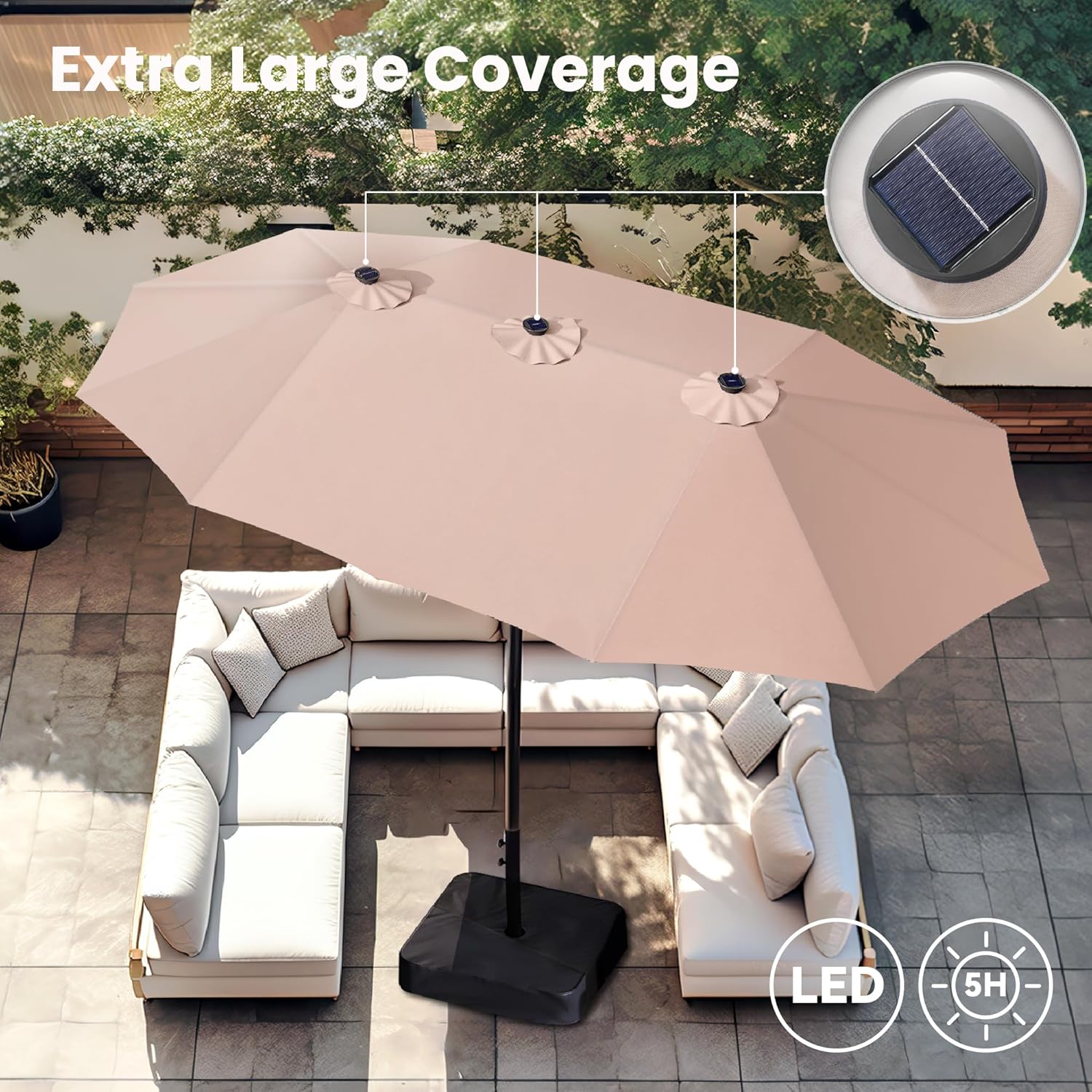 Clearance : Lumen Double Patio Umbrella