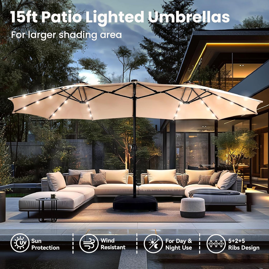 Lumen Double Patio Umbrella