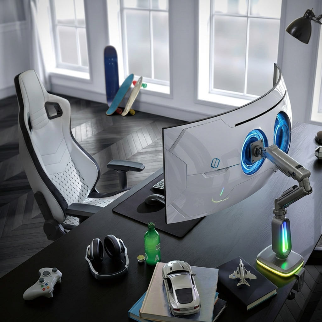 Lumen Gaming : 4K Screen Monitor + Articulated Arm Complete Setup
