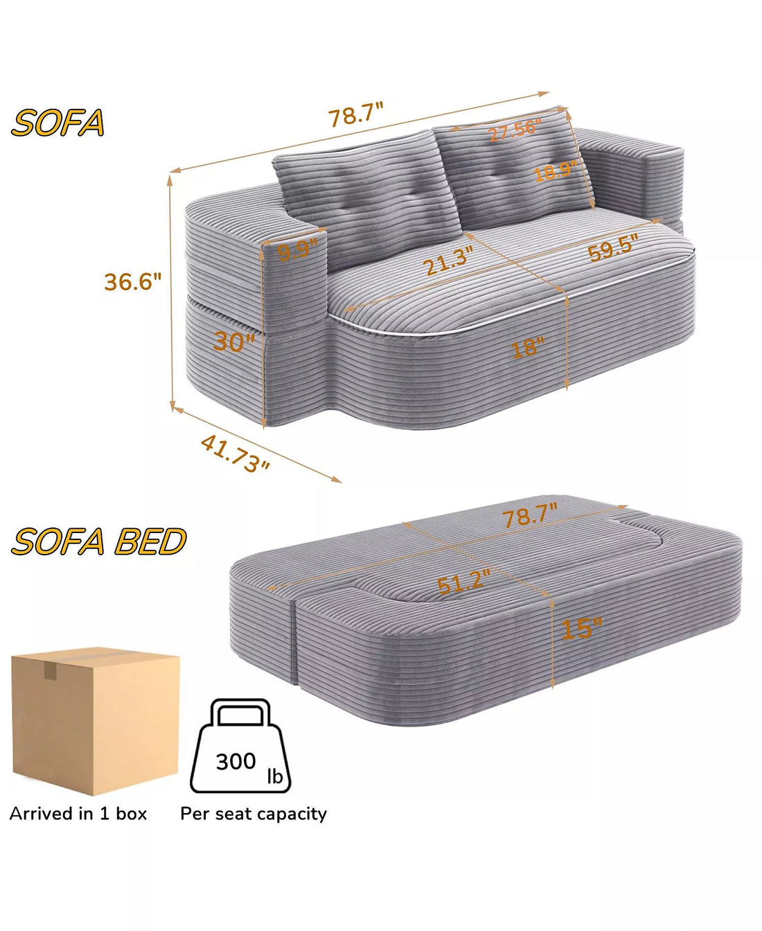 Clearance : Lumen Fold Sofa Bed