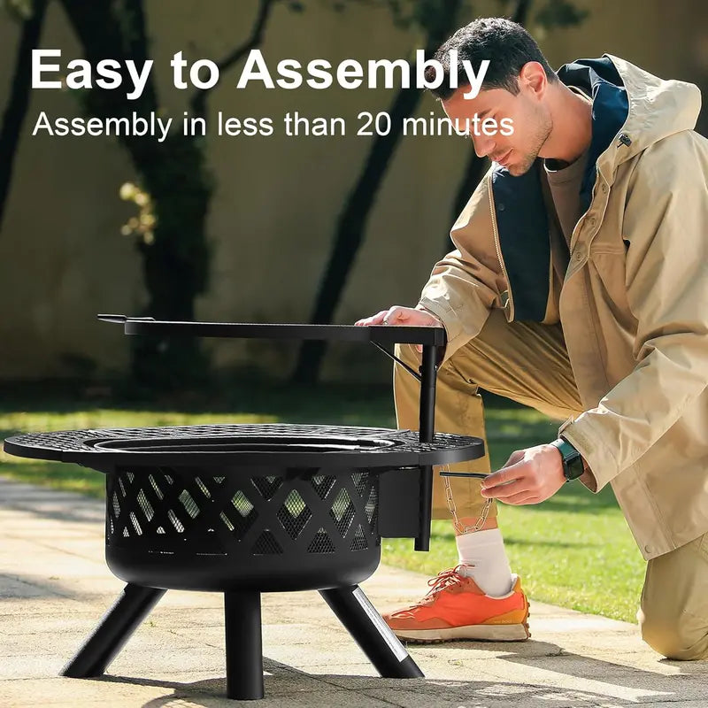 Lumen 2-in-1 Wood Fire Pit Will Grill