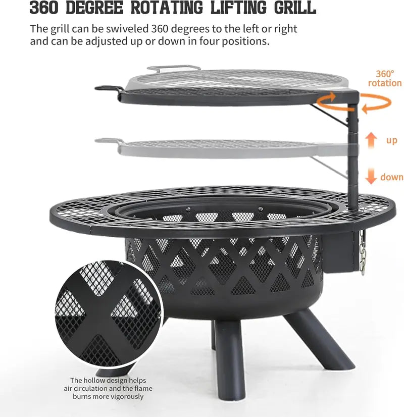 Lumen 2-in-1 Wood Fire Pit Will Grill