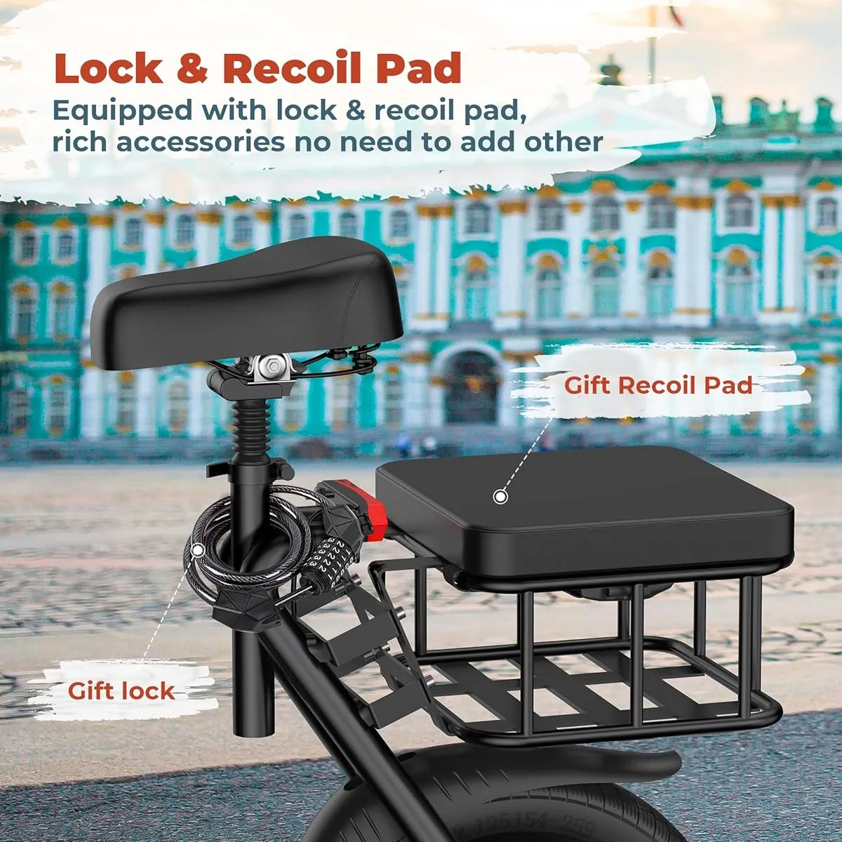 Foldable Electric Scooter with Seat & Basket