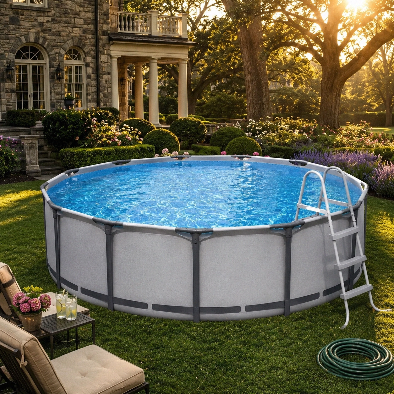 Round Above Ground Outdoor Swimming Pool with Pump