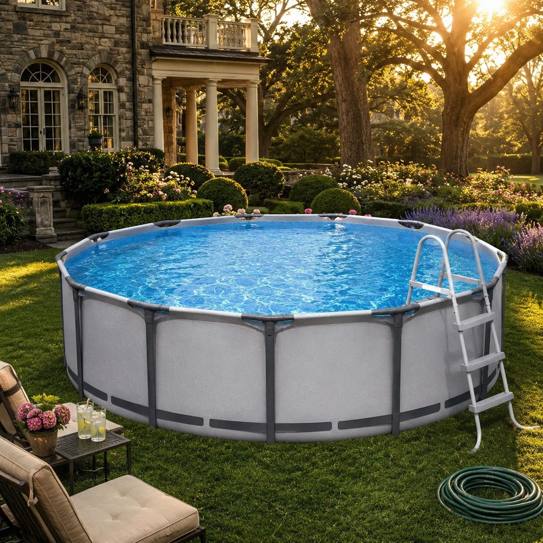 Round Above Ground Outdoor Swimming Pool with Pump