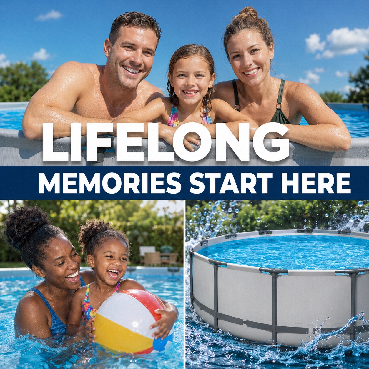Round Above Ground Outdoor Swimming Pool with Pump