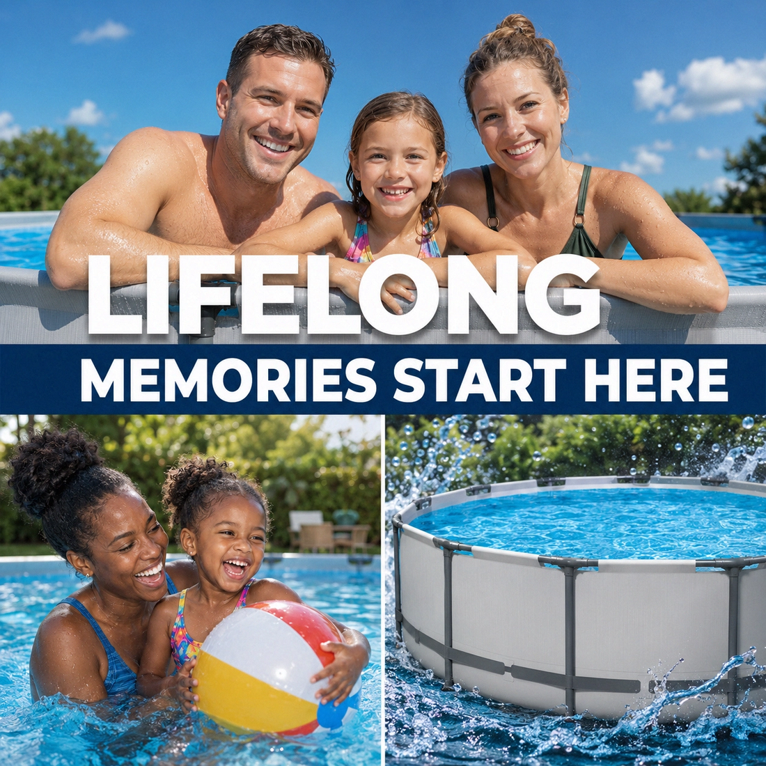 Round Above Ground Outdoor Swimming Pool with Pump